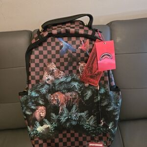 Sprayground Black & Brown Jungle Animal Print Backpack